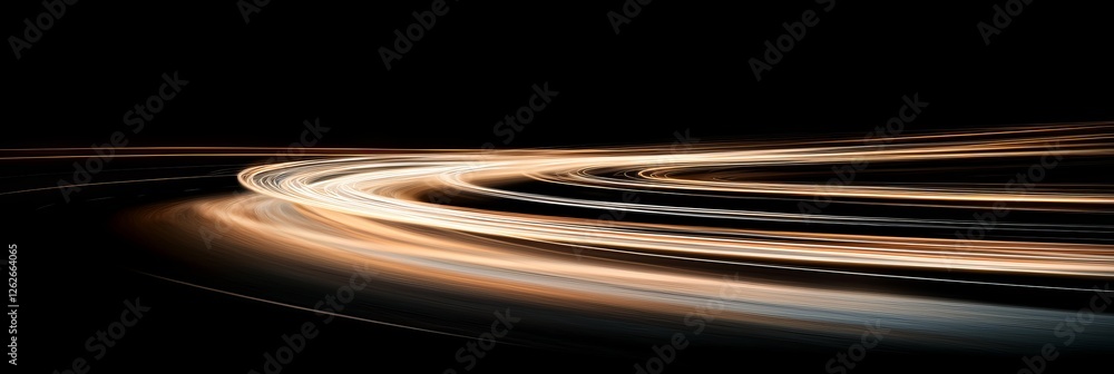 Poster sparks from blue and orange light beams on the background symbolize stock in data science, forming a