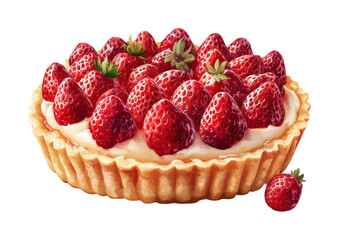 Delightful strawberry tart creation isolated on transparent background