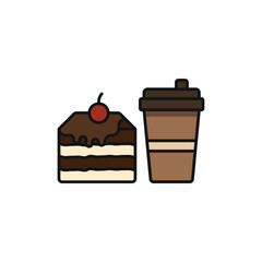 Drink and tiramisu set food icon designed with an elegant flair, offering a sophisticated look for projects related to desserts, café culture, or fine dining.