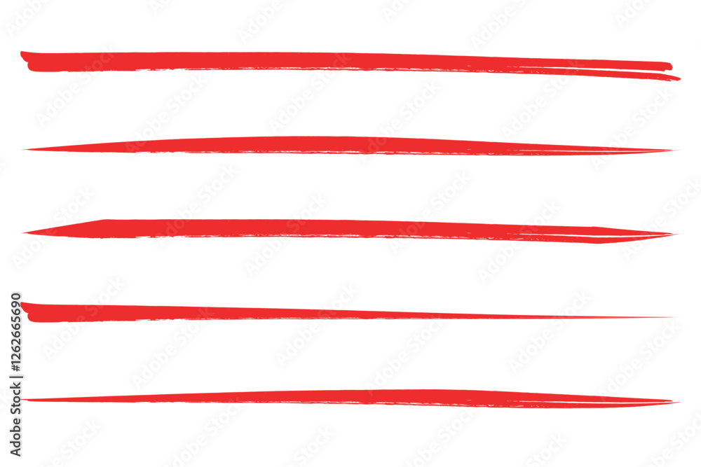 Poster set of hand drawn red marker line vector design element doodle lines underline scribble