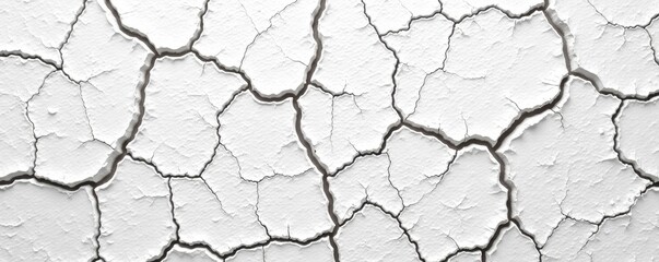 Obraz premium Intricate network of fine cracks in aged white ceramic , damaged, white background