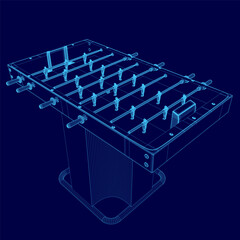 A blue drawing of a soccer field with a blue soccer ball.