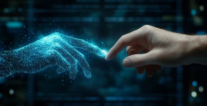 Hands come together with a radiant light effect