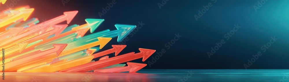 Poster a vibrant display of colorful arrows pointing forward, symbolizing progress and direction against a 