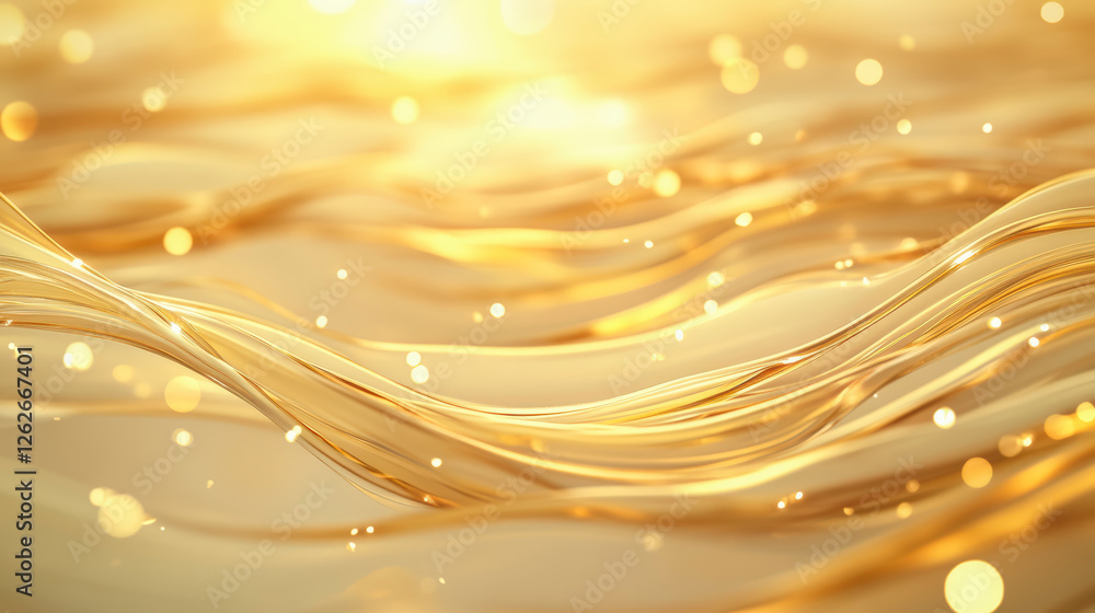 Poster golden abstract waves creating a mesmerizing glow, perfect for adding elegance and sophistication to