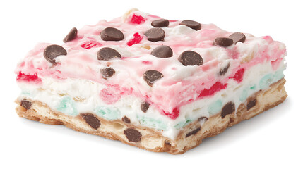 Delicious Dessert Treat With Chocolate Chips Strawberry and Mint Ice Cream Layers Delight