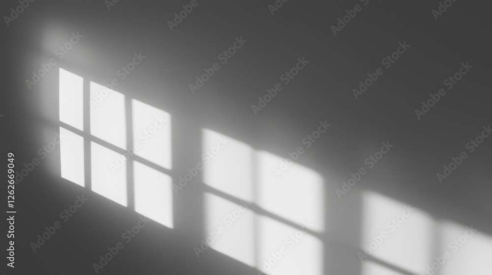 Poster isolated mockup showcasing a windows shadow overlay effect on a plain white wall background
