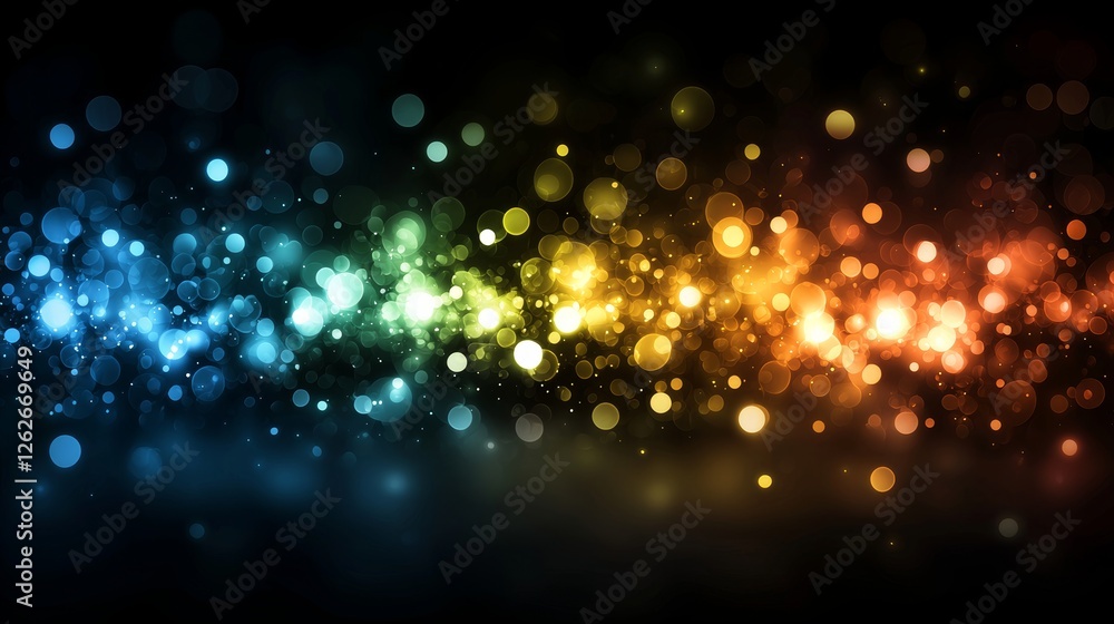 Poster defocused abstract visuals with chromatic aberration, accompanied by speculars and light