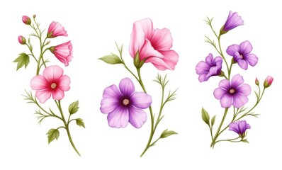 Delicate pink and purple floral arrangement.