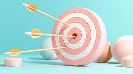 A colorful target with arrows embedded in it, representing precision and focus, set against a soft blue background.