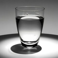 This photograph presents a rounded glass filled with water, offering a different perspective on light behavior and distortion. The curved edges of the glass create a unique refraction effect, bending 