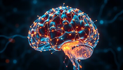 Stunning 3D Render of Human Brain: Neural Network & Connectivity