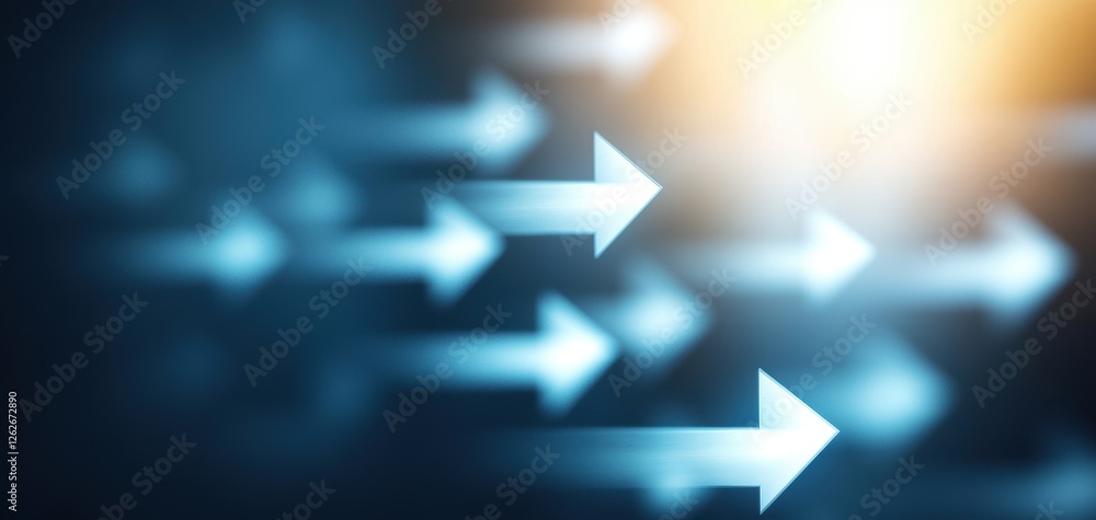 Aufkleber abstract arrows in motion against a blue gradient background, symbolizing direction, progress, and f