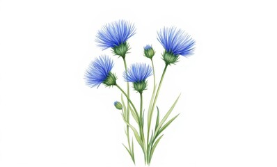 Bright blue flowers with green stems