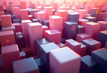 Obraz premium Abstract pink 3D cubes background with a modern geometric pattern