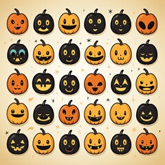 Eerie Halloween Scene Featuring Ghosts, Witches, and Dark Sky