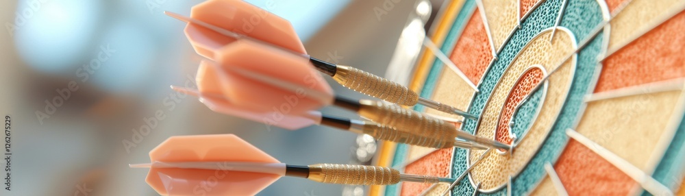 Aufkleber a close-up of darts striking a colorful dartboard, showcasing precision and focus in the game of dar