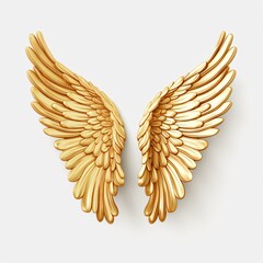 Golden Isolated Wings Transparency Background Elegant Design