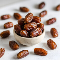 A bowl of dates with a clean, minimalist look