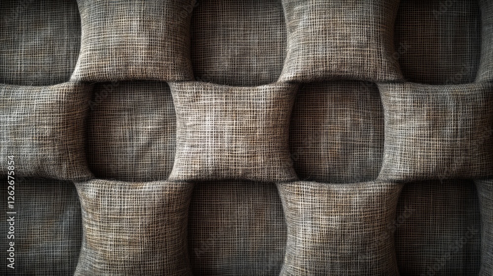 Poster abstract woven textile pattern forming repeating squares and gridlines