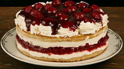 Delicious Strawberry Cake with Whipped Cream and Sweet Glaze Perfect for a Celebration