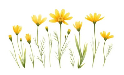 Bright yellow flowers with green stems
