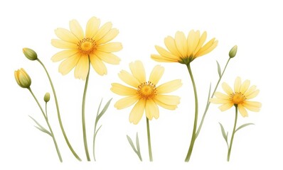 Delicate yellow flowers with green leaves