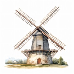 Isolated Windmill on White Background