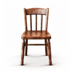 Rustic Wooden Chair Isolated on White Background