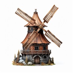 Isolated Windmill on White Background