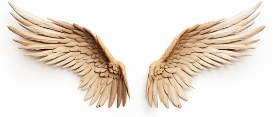 Wooden Wings Isolated White Background