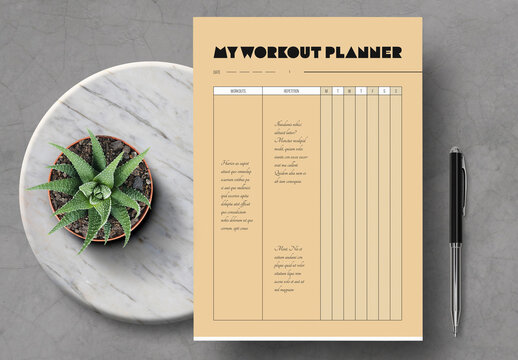 Workout Planner Template Layout