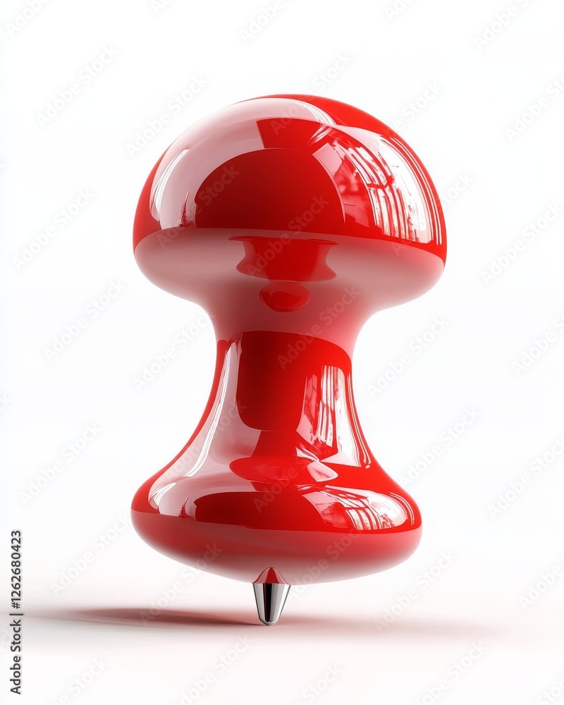 Poster 3d rendering of a red pin, depicted alone on a transparent background