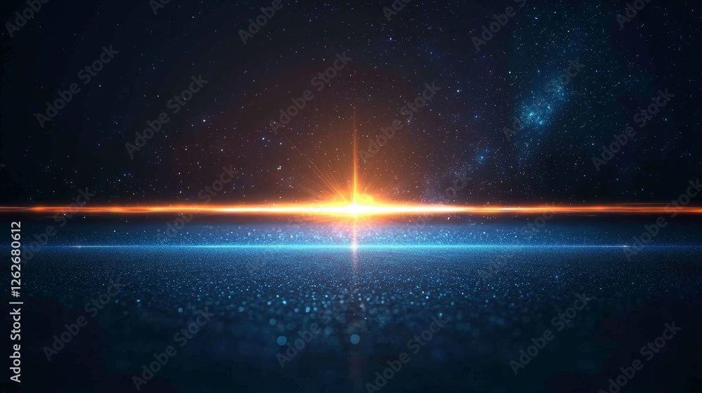 Poster the 3d render illustrates a motion line of speed and power through light trails. a high-speed light 