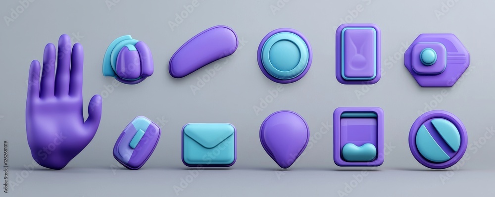 Poster an isolated 3d hand icon tapping on a transparent background. a human finger depicted pressing a but