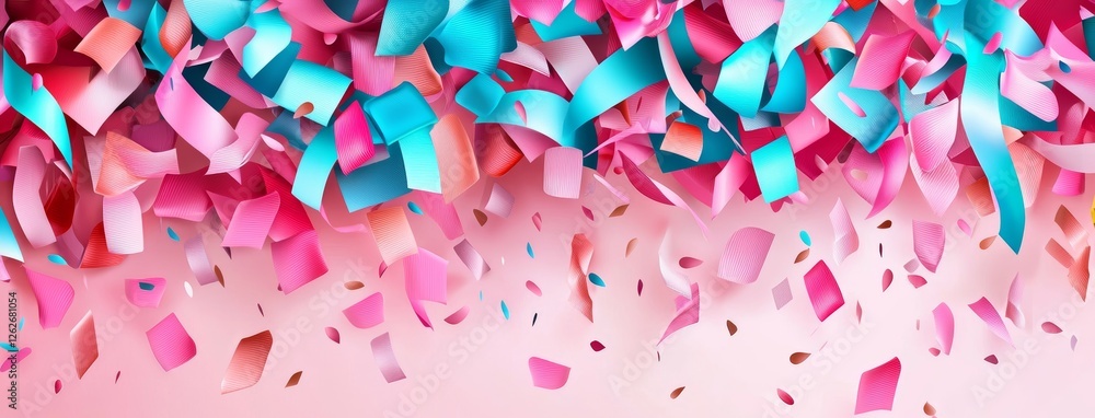 Poster a transparent background with multicolored paper confetti