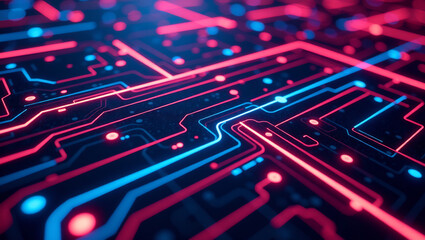 Fototapeta premium Abstract Neon Circuits