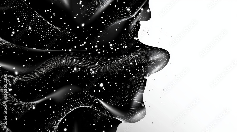 Poster halftone gradient isolated png with black noise stipple dotwork and smooth semi circle border