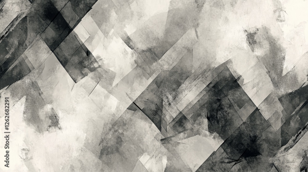 Poster abstract monochrome composition featuring intersecting lines and textured surfaces
