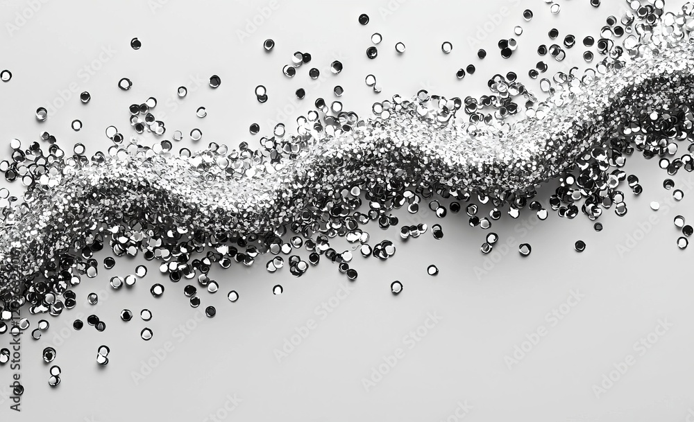 Poster silver glitter rectangle frame with an abstract shiny long border featuring glitter particles and sh