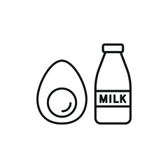 Milk and egg set food icon represents nutrition and protein-rich foods, perfect for grocery designs, healthy diet themes, and culinary illustrations.