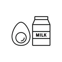Milk and egg set food icon represents nutrition and protein-rich foods, perfect for grocery designs, healthy diet themes, and culinary illustrations.