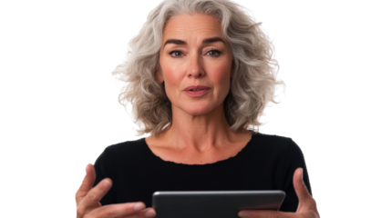 Insightful discussion with mature woman in studio setting video