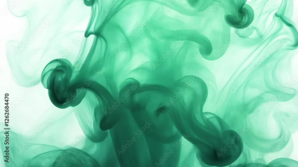 Poster swirling green smoke creating abstract patterns in a vibrant display of color and movement
