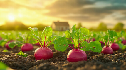 Fresh organic beetroots bask in sunlight on a thriving farm, offering sustainable agriculture insights and healthy food options.