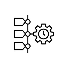 Project timeline outline icons, minimalist vector illustration ,simple transparent graphic element .Isolated on white background