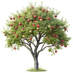 Fototapeta premium Lush Apple Tree with Ripe Red Apples