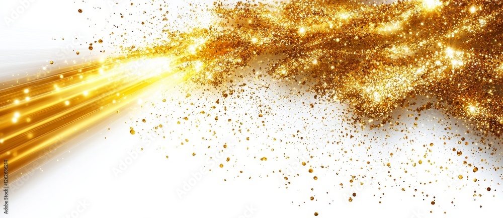 Poster golden shining light isolated on a translucent background