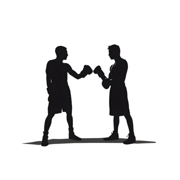 boxers silhouette boxing match black and white clip art preview