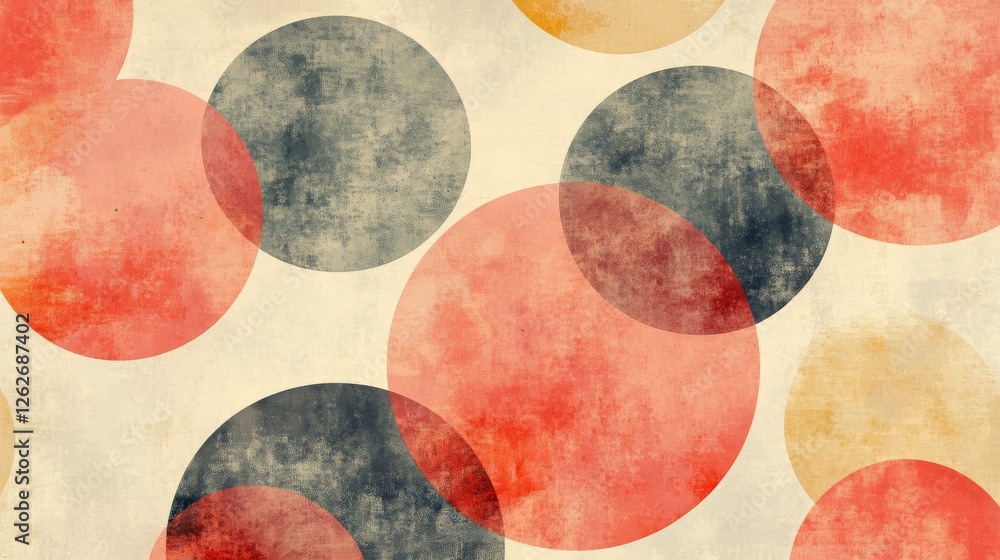 Poster abstract pattern featuring overlapping textured circles in various colors